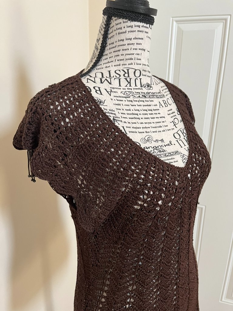 The Limited Brown Crochet V-Neck Top, Size S — image 3 of 8
